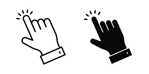 Obraz premium Hand click icon with line stroke and black silhouette style