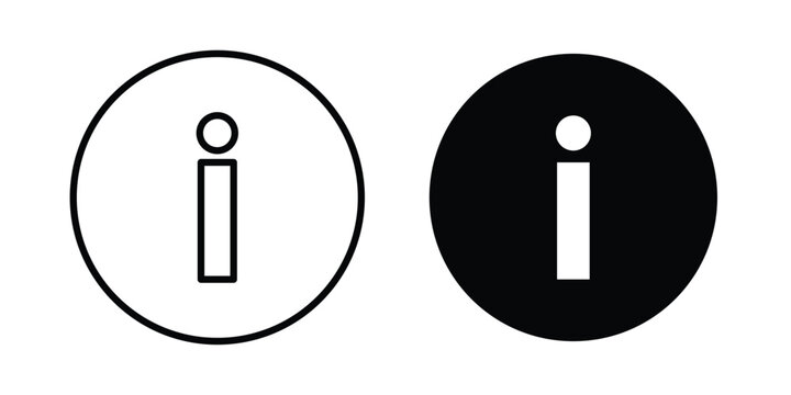 Information icon with line stroke and black silhouette style