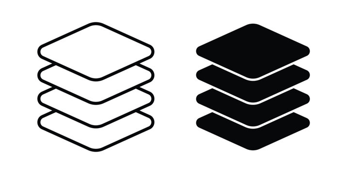 Layers icon with line stroke and black silhouette style