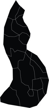 Map of Lichtenstein With Administrative Regions Black Silhouette Clipart.