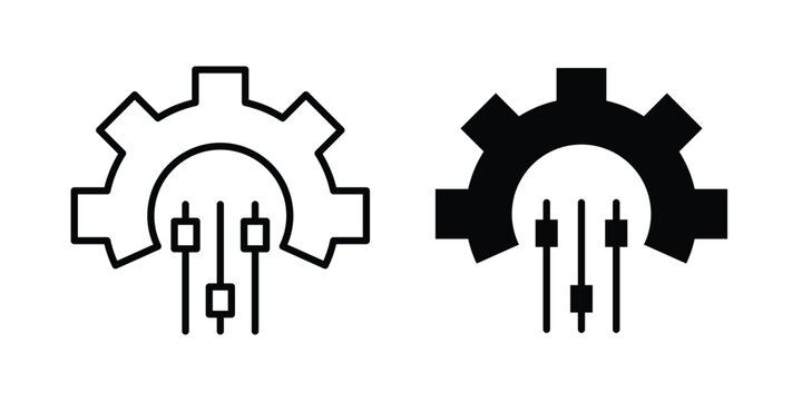 Mass customization icon with line stroke and black silhouette style