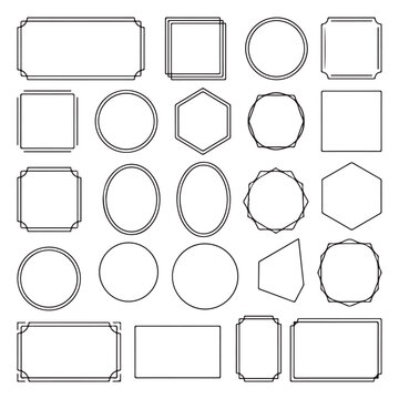 Geometric shapes and abstract frames in line art style
