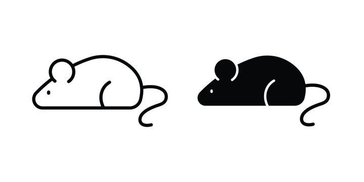 Mouse animal icon with line stroke and black silhouette style