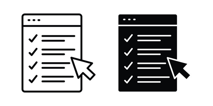 Online exam test icon with line stroke and black silhouette style