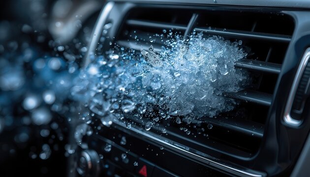 Refreshing Cool Air: Capturing the essence of a modern vehicle's ventilation system, this image showcases a surge of cool air.