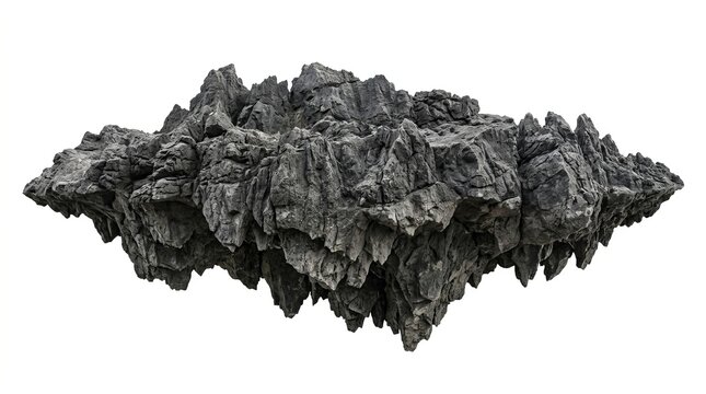 Rough mineral texture of a floating stone cliff with uneven edges.