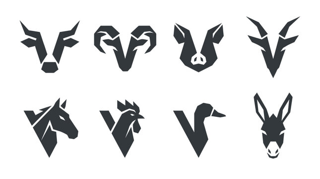 Black silhouettes of animal heads logo.