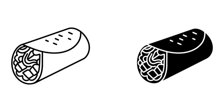Burrito icon isolated on white background burrito food vector silhouette icon isolated on white background for design and web.