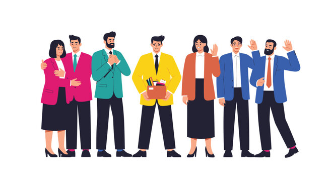 Diverse business people, colorful flat illustration, office workers, vector characters