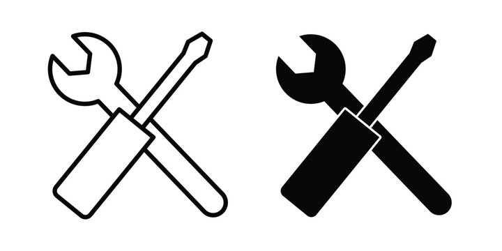 service tools icon with line stroke and black silhouette style