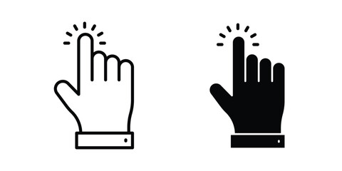 Obraz premium Touch icon with line stroke and black silhouette style