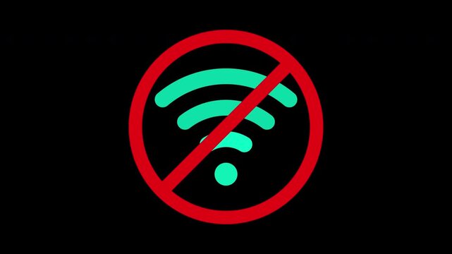 No wifi signal icon animation on a alpha chanel 4K Video