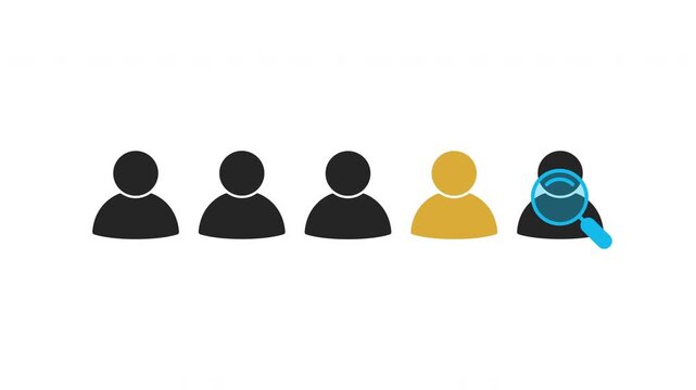 Candidate selection, Talent search, Recruitment hiring filtering process animation motion graphic