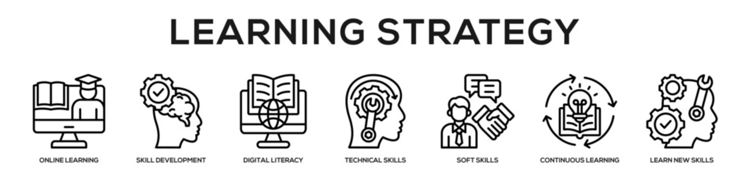 Learning Strategy web banner icon illustration concept