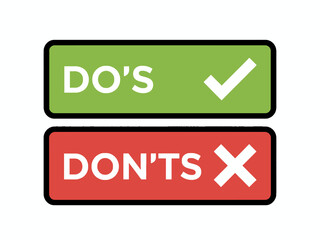 Fototapeta premium Do's and Don'ts buttons with checkmark and cross icons