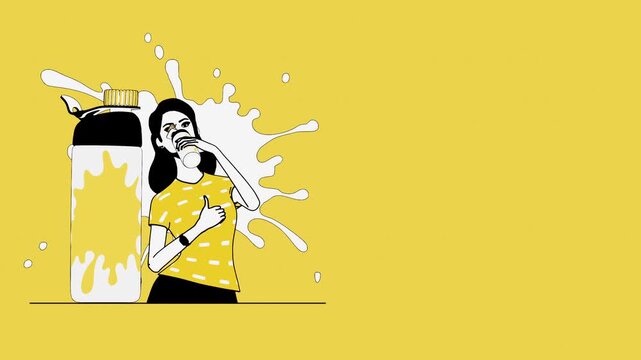 Hydration and Wellness Concept Animation with Woman and Daily Healthy Habits