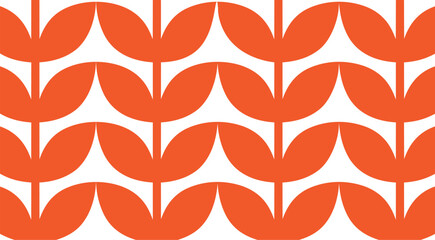 Abstract floral pattern with orange stylized leaves on grey geometric background seamless design element for creative wall paper decoration. © Outback Origin