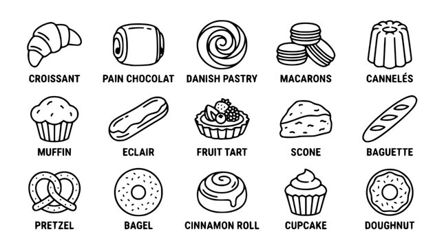 Vector illustration graphic design of various popular bakery pastry items