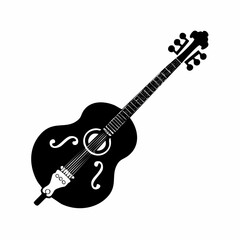 Fototapeta premium Black Silhouette of a Double Bass