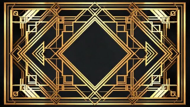 Art Deco geometric pattern in gold and black vintage decorative frame abstract luxury design