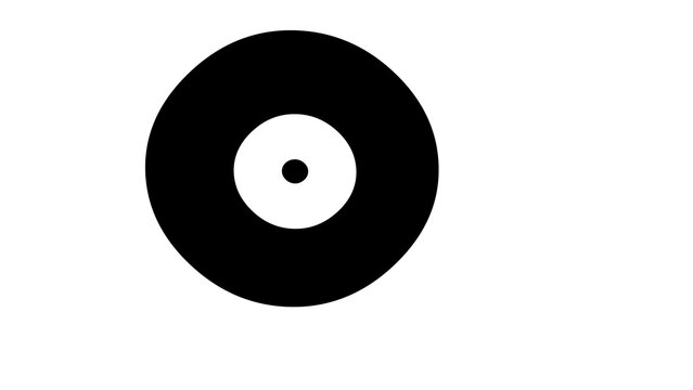 black vinyl record on white background