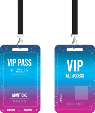 VIP Pass Badge Template Set with Gradient Background