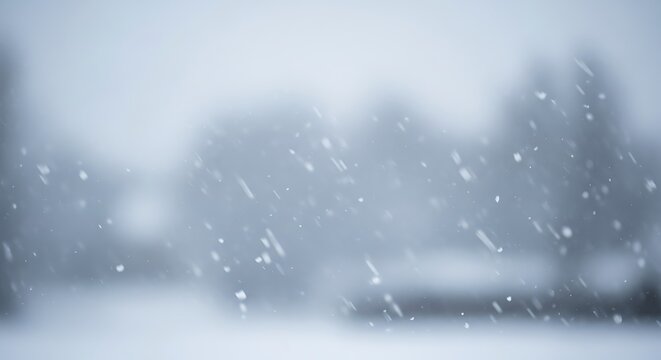 Blurry Winter Snowfall Outside Window