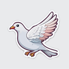 Fototapeta premium Cartoon White Dove Flying with Wings Spread