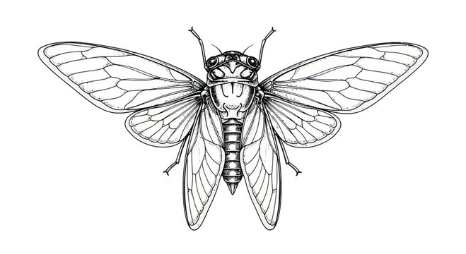 Detailed drawing of a moth insect.