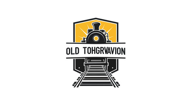 Vintage locomotive train engine graphic logo.