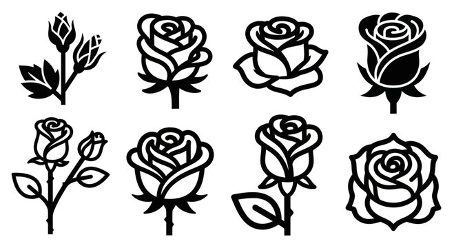 Black and white rose illustrations.
