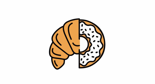 Half croissant and half donut illustration