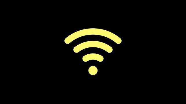 No Use wifi icon animation . no wi-fi use . Network signal error sign. Net Connection lost symbol on alpha chanel. 4k video animation