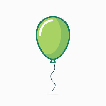 Green Balloon with String