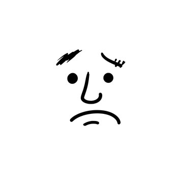 Skeptical face icon logo design. Judging face sign and symbol. Skeptical face icon. Hand drawn playful doubtful expression face for reaction.