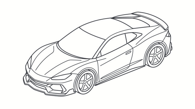Detailed line drawing of a modern, sporty luxury SUV from an isometric top-down perspective, showcasing its sleek design and prominent features.