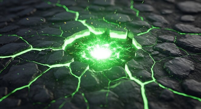 Abstract energy bursting through cracked ground