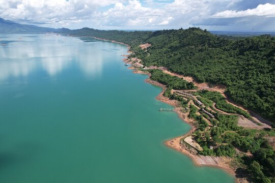 drone view of the namnguem lake, lao PDR 06