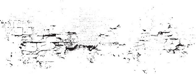 Naklejka premium Textured black and white distressed brick wall with faint text overlay grunge