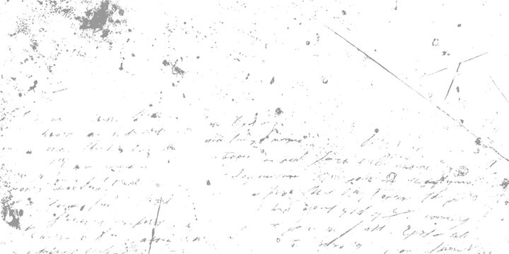 Faded grey handwritten script on white textured background with ink splatters and scratches handwriting