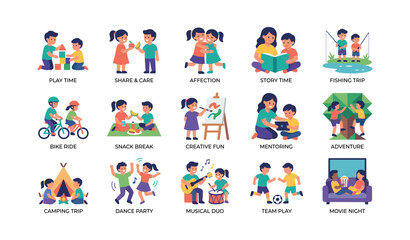 Fototapeta premium Children playing and learning icons arranged on white background
