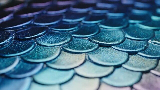 Closeup of shimmering blue scales texture
