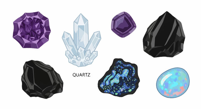 Collection of precious gemstones and crystals.
