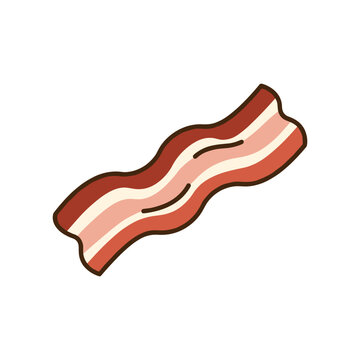 Single strip of crispy bacon isolated on a clean white background graphic