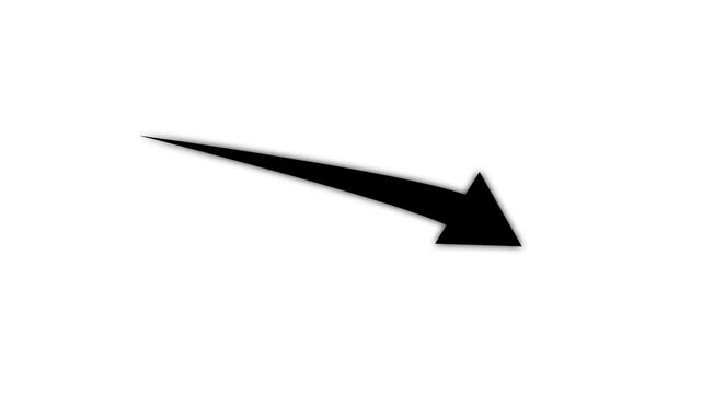 Dark black glowing arrow pointing right, suitable for UI highlights, transitions, and motion graphics overlays on light or contrasting background alpha channel