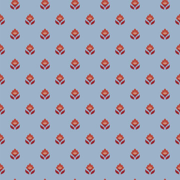 Blue Tiny Flower Sprig Textile Pattern