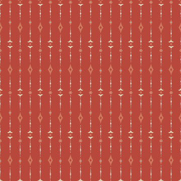 Red Ethnic Geometric Diamond Stripe Pattern
