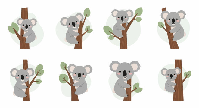 Cute Koalas on Tree Branches 1.