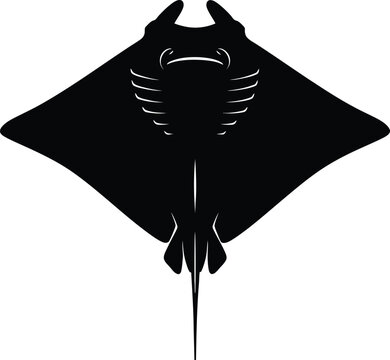 Black stingray silhouette a marine creature in minimalist design