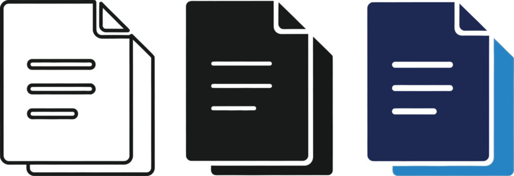 stacked document icons in white black and blue silhouette high quality professional detailed modern elegant stylish